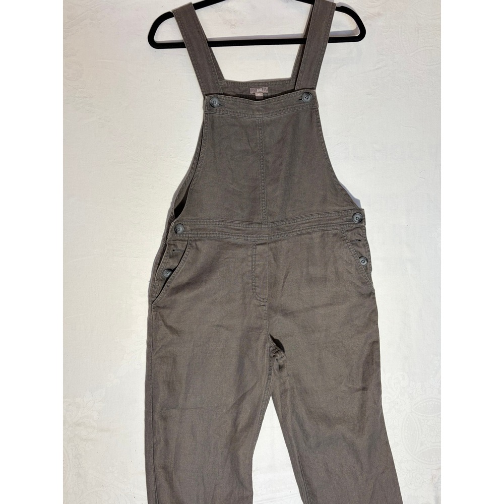 J. Jill Women XS Gray 100% Linen Overalls Adjustable Bib Dungarees 11-6021